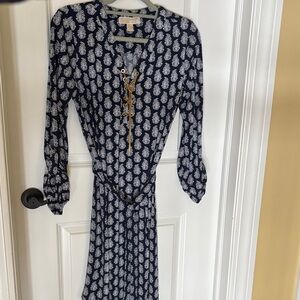 Elegant Michael Kors Navy and White Patterned Dress